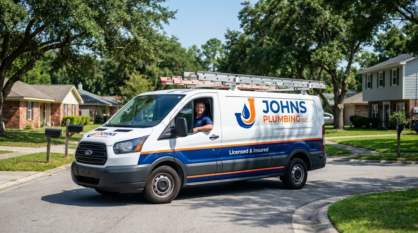 Johns Plumbing LLC service van in Osborne, KS