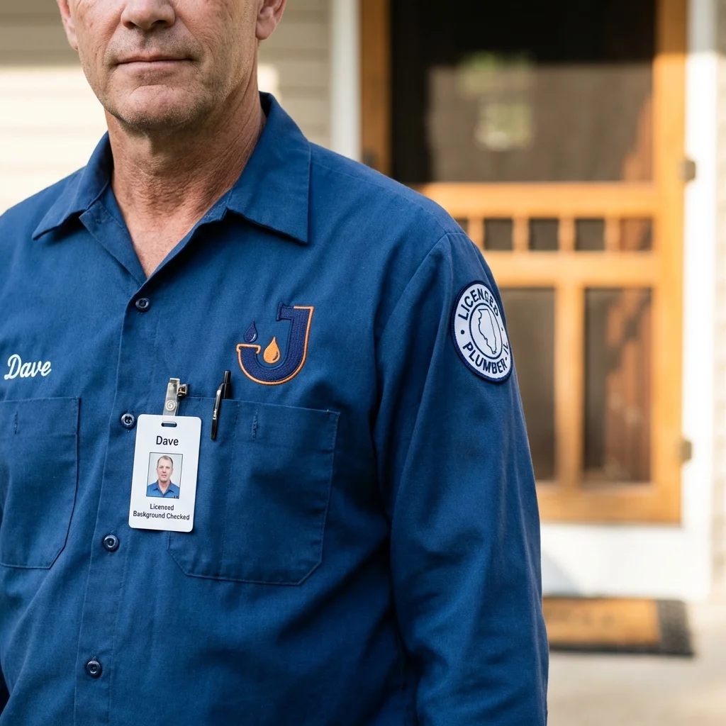Licensed plumber showing ID badge in Osborne, KS