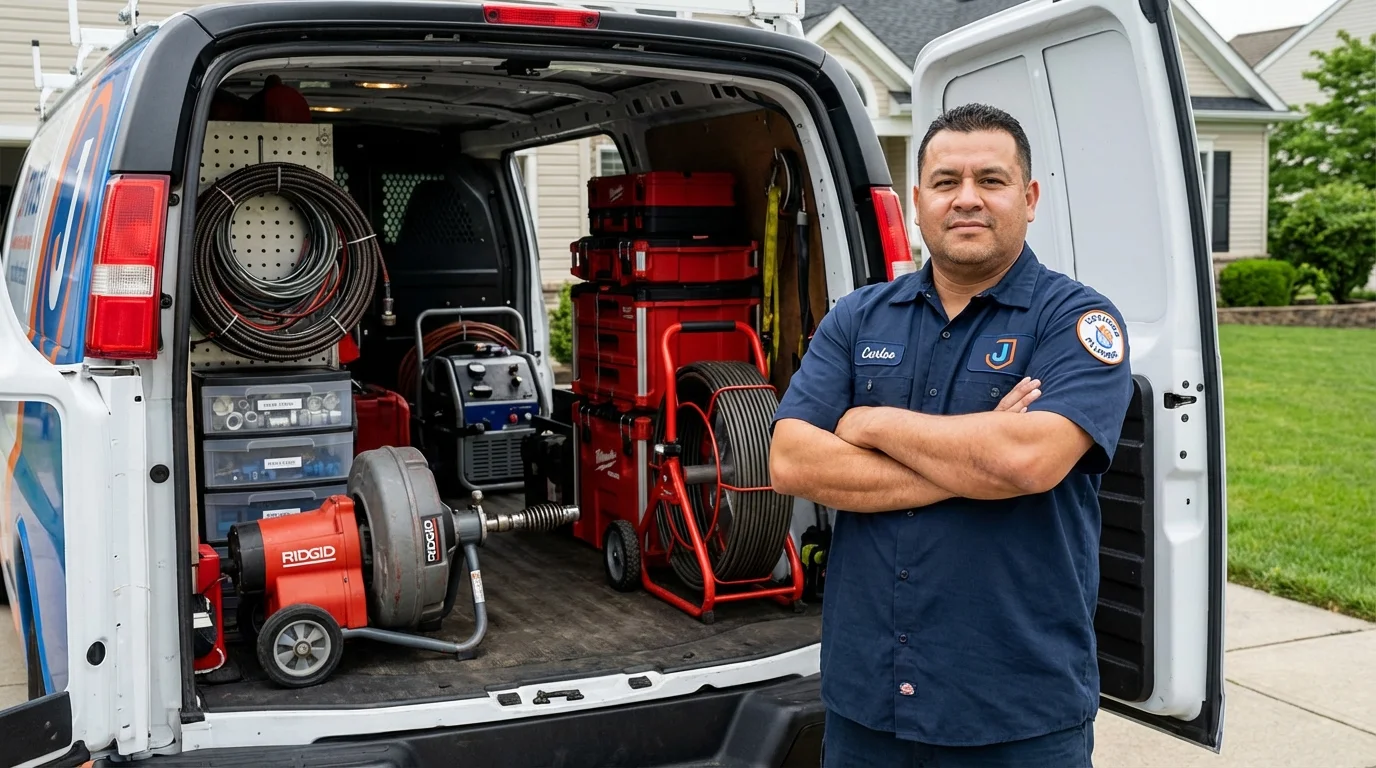 Professional drain cleaning equipment and Johns Plumbing LLC plumber in Osborne
