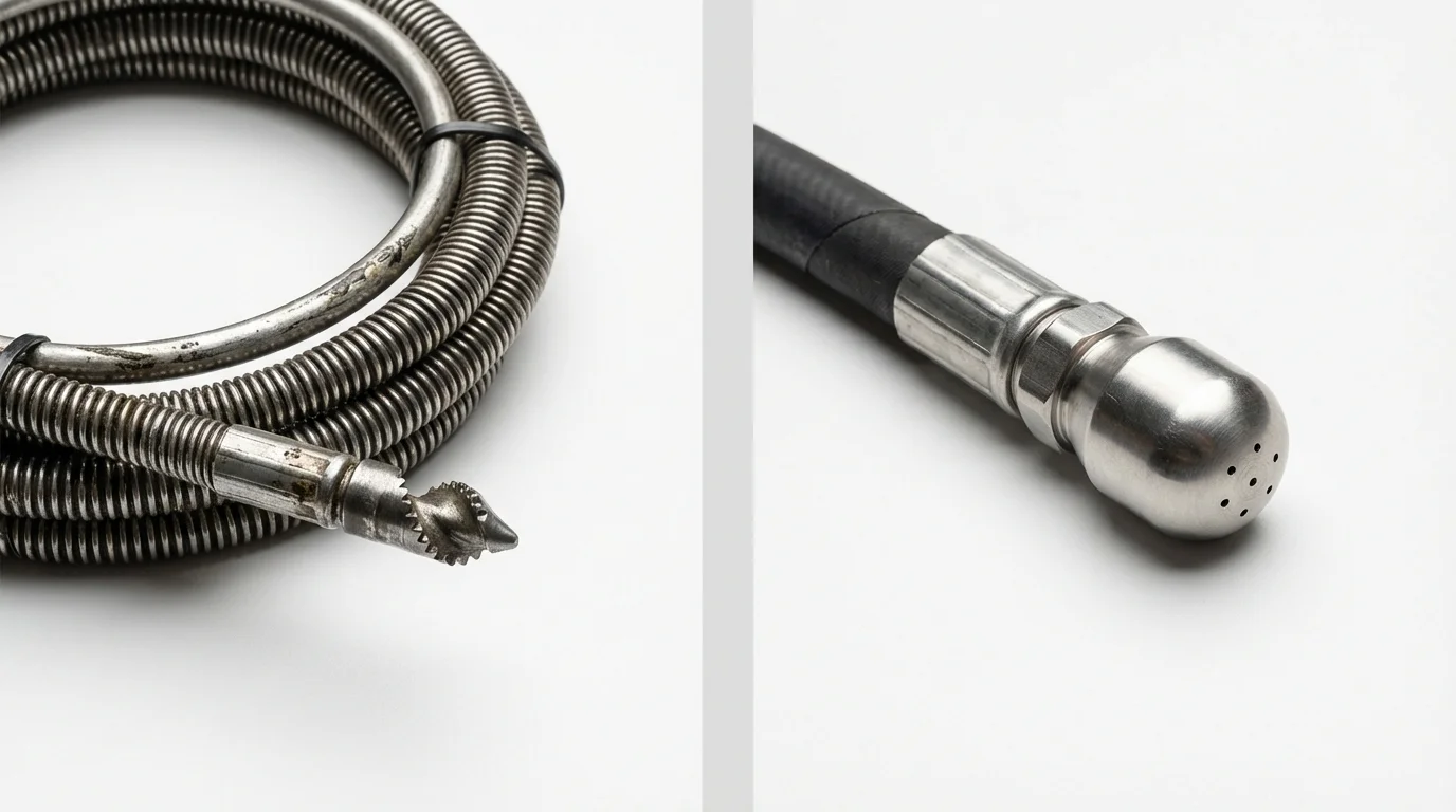 Drain snake cable and hydro jetting nozzle used for drain cleaning in Osborne, KS